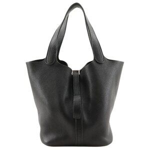 HERMES PicotinMM Handbag black/SilverHardware Taurillon Clemence Women